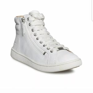 UGG OLIVE HIGH TOP LEATHER WOMEN SNEAKERS Sz9&8.5